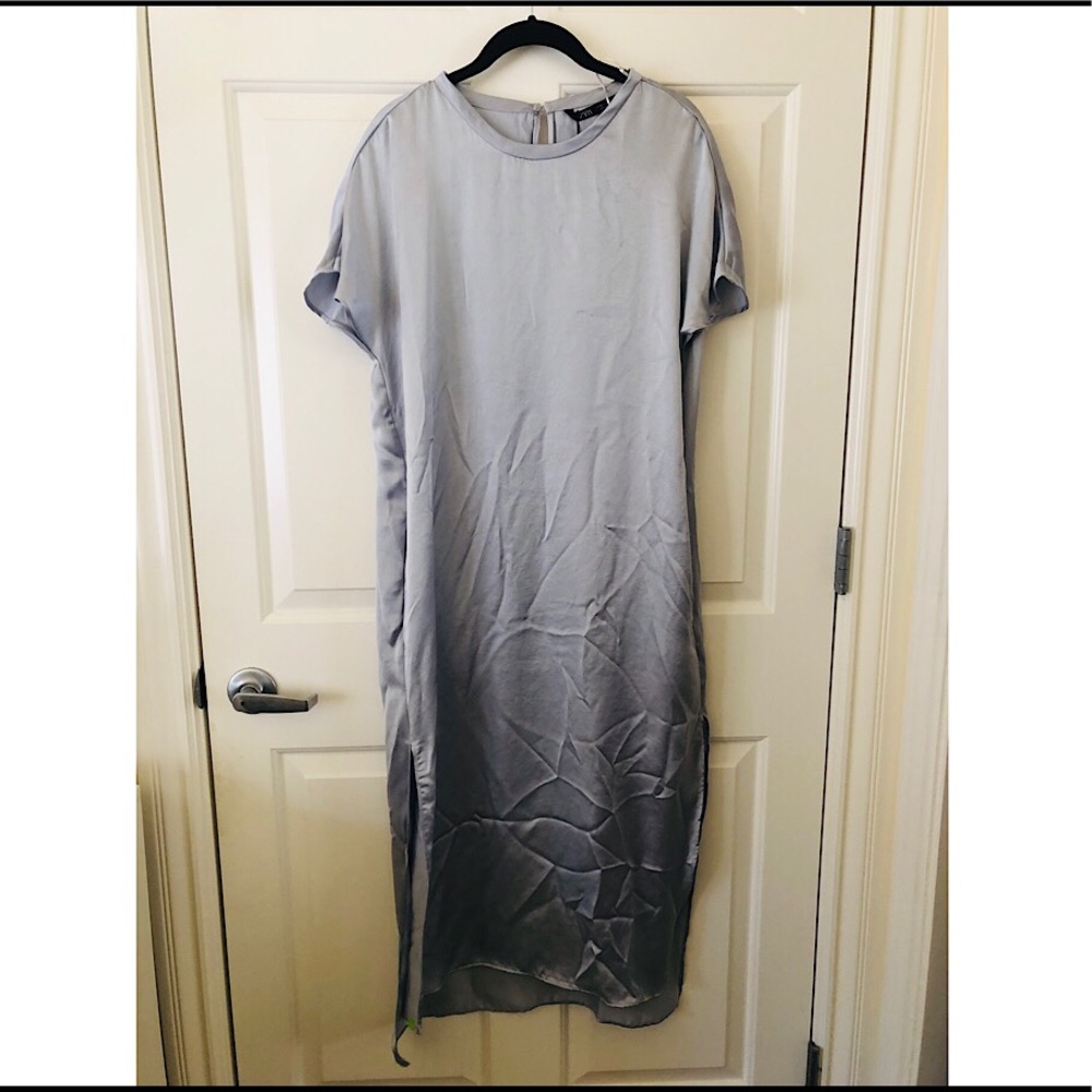 Satin midi to max length dress